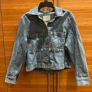Oversized cropped denim jacket h&m